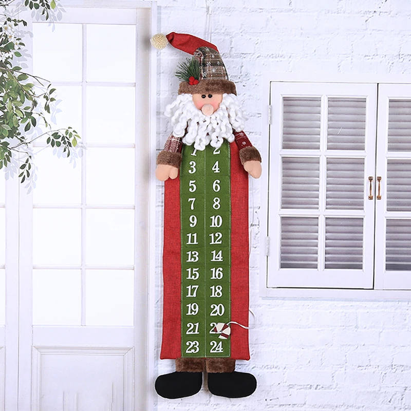 90*23cm Christmas Advent Calendar Santa Claus Snowman Xmas New Year Countdown Hanging Ornaments Home Office Door Decoration