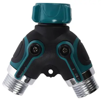 

Garden Hose Splitter 2-way Y shape Valve Hose to Hose Connector with 2 Shut Off Switch Metal ABS for Faucet Taps Pipe