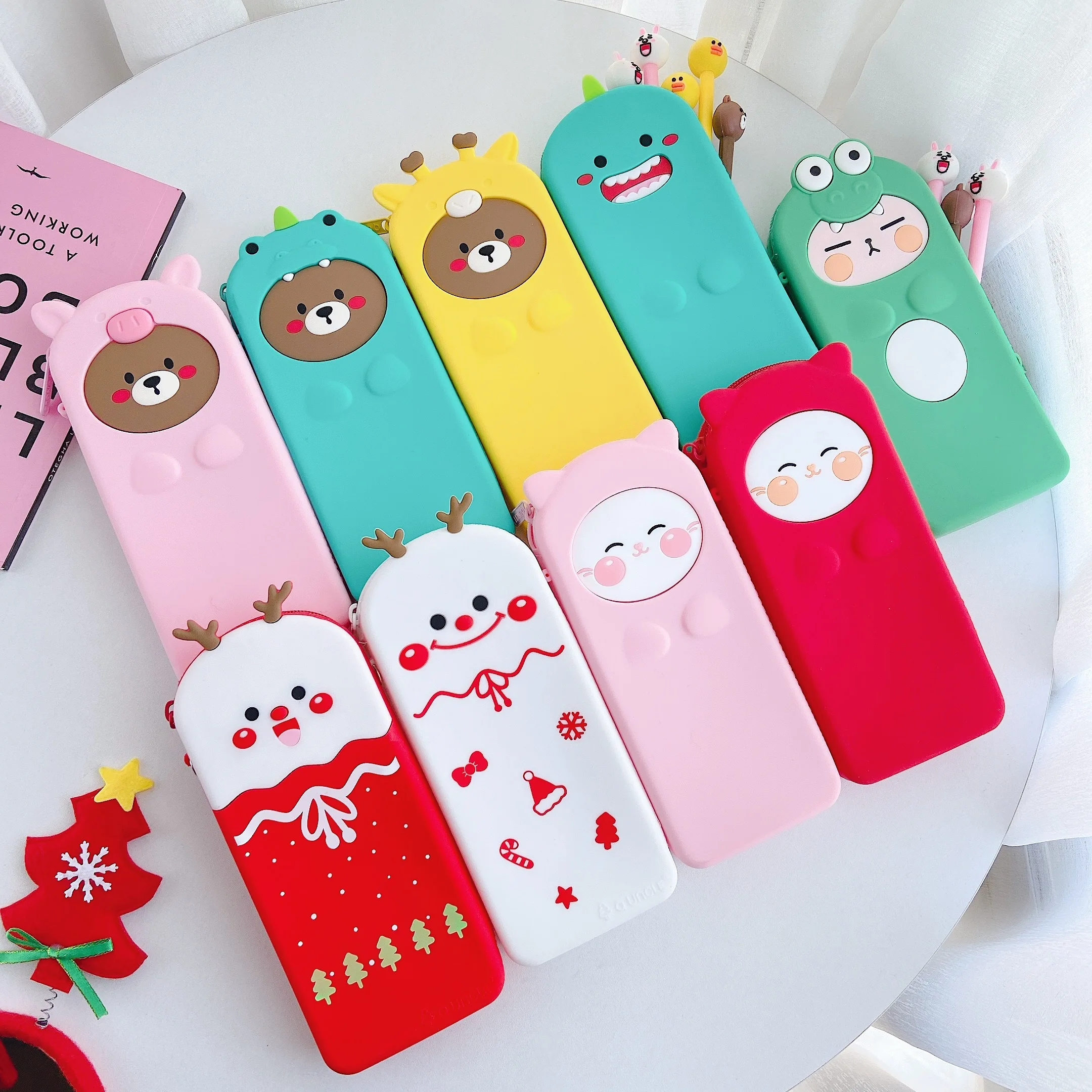 

Cute Cartoon Pencil Case Sof Silicone Large Pencil Pouch Students School Supplies Kawaii Bag Soft Silica Gel Pencil Case Pen Box