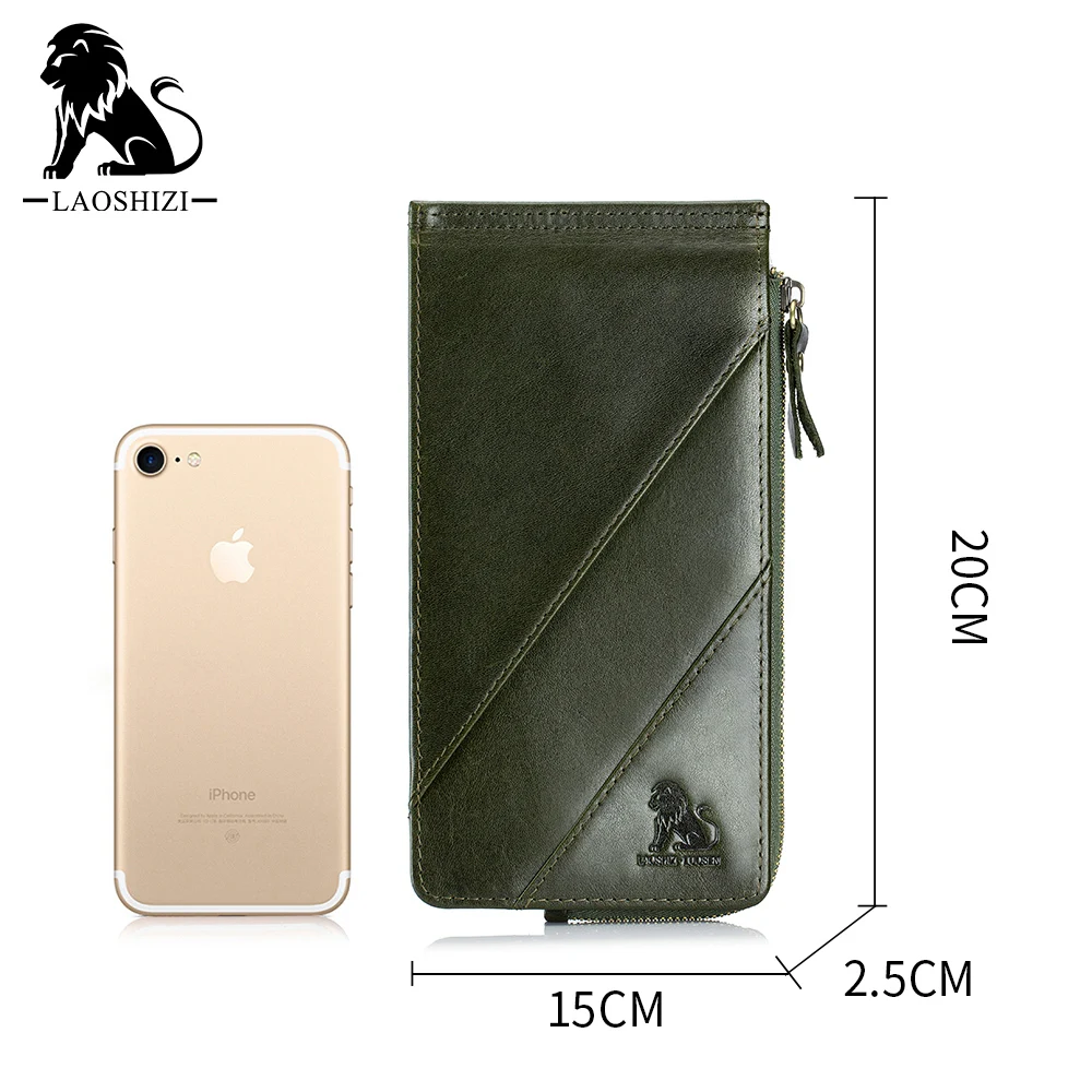 LAOSHIZI LUOSEN Genuine Leather RFID-blocking Card holder Wallet For Men Women Mini Purse Clutch bag Travel Outdoor