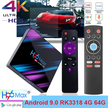 

Android Tv box 9.0 H96 MAX RK3318 4GB Ram 32GB 64GB Rom Google Voice Assistant Netflix 2.4/5.0G WiFi 4K Media player