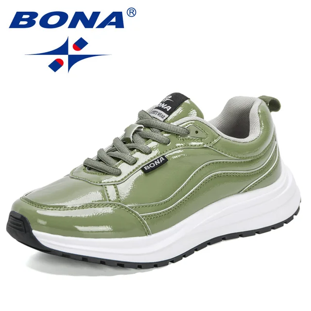 BONA 2021 New Designers Trendy Casual Flats Sneakers Ladies Fashion Comfort Platform Vulcanized Shoes Women Leisure Footwear Green