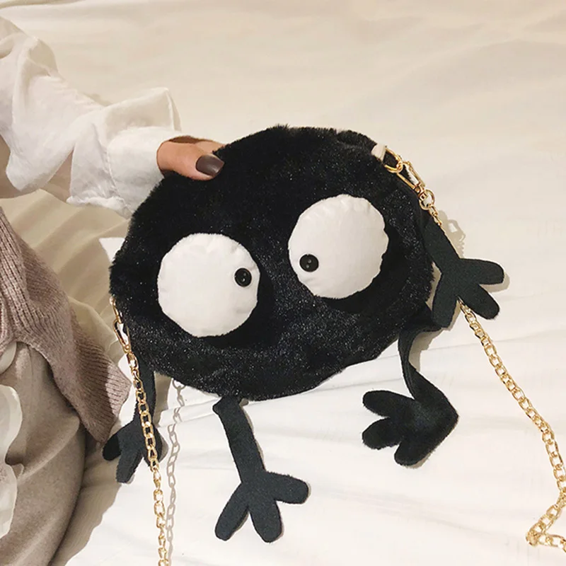 

This year's popular ugly cute little bag 2019 new Hong Kong wind chain bag plush cartoon diagonal cross bag female bag