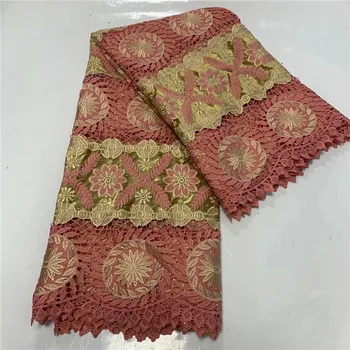 

Free shipping(5yards/pc) Excellent African cord lace faric with loverly flowers design two colors water soluble lace! 3L70104