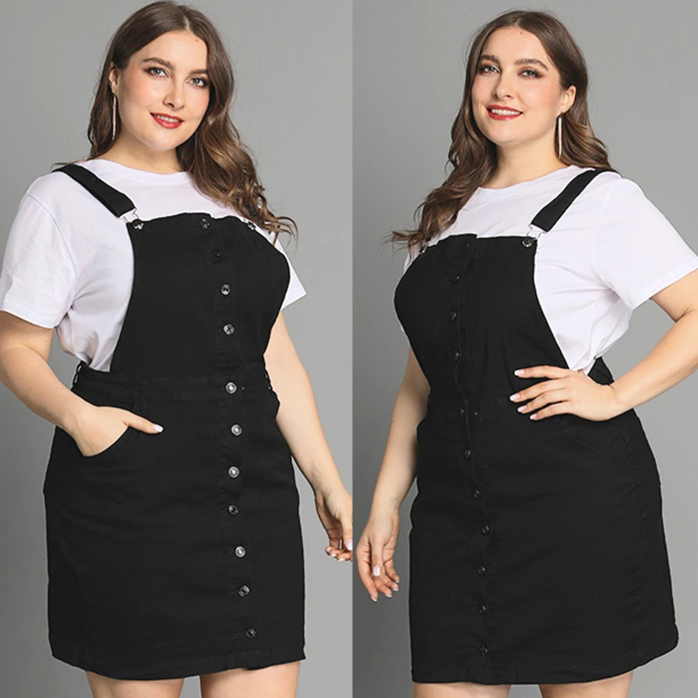 plus size black denim dress
