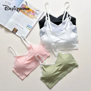 

Seamless Soft Bras for Women Thin Strap Wireless Push up Backless Comfort Underwear Bralette Sexy Lingerie Gather Together