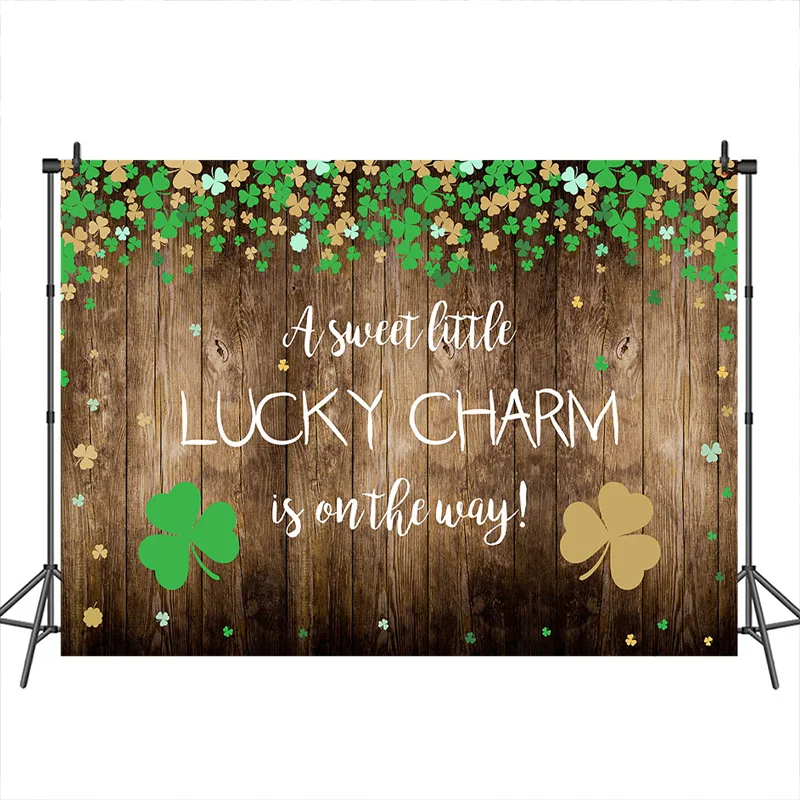 Декорационные задники с надписью &quotLucky Charm&quot Baby Shower фотографии фон деревянным