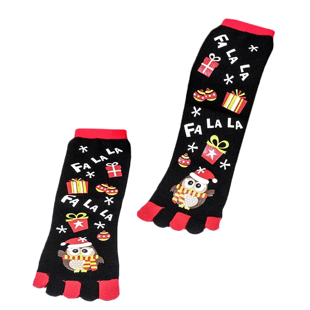 Рождественские Разноцветные носки с принтом Unisec, носки с пятью пальцами, хлопчатобумажные забавные носки, Повседневные вязаные шерстяные забавные носки, теплые носки для зимы