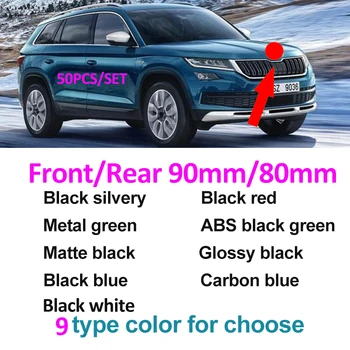 

For Skoda 50pcs 90mm 80mm Hood Front Emblem Label Decal Trunk Boot Rear Sticker Covers 9CM 8CM 9 Colors 32D853621A 5JD853621A