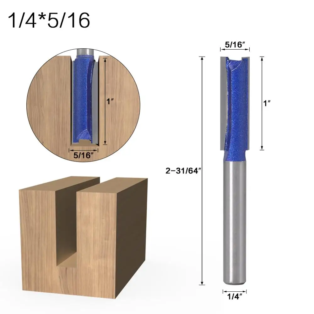 6.35mmX7.96mm 1 шт 1/4 дюйма хвостовик прямой деревообрабатывающий маршрутизатор Набор бит плотник фрезы 1/4 дюйма, 5/16 дюйма, 3/8 дюйма, 1/2 дюйма, дюйма Диаметр резки - Длина режущей кромки: 6.35mmX7.96mm