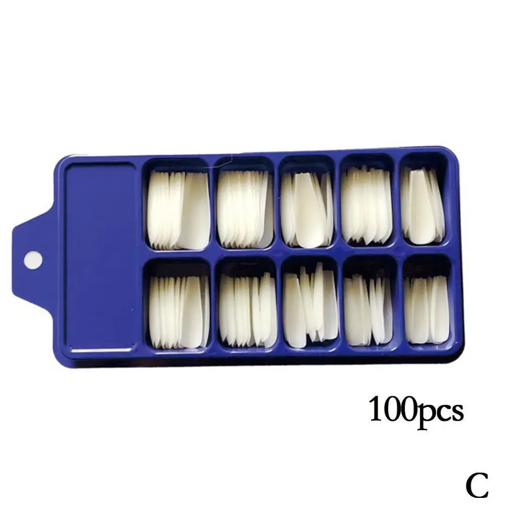 100Pcs Acrylic False Fake Nail Art Fingernail Oval Professional Full Cover Fasle Nail Art Fingernail Full Color Card Polish - Цвет: C
