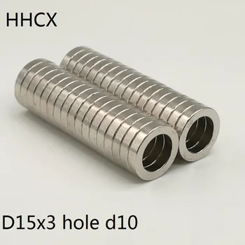 

10 20 50 100pcs/lot Ring N35 Strong NdFeB magnet 15*3 Hole 10 Permanent Neodymium magnet 15x3 magnetic 15x3-10 for speaker