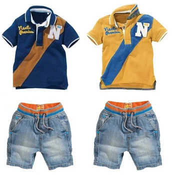 

2020 New Toddler Boys Clothing 2pcs Set Gentleman T-shirt Tops Short + Jeans Pant Casual Outfits Suit Boy summer