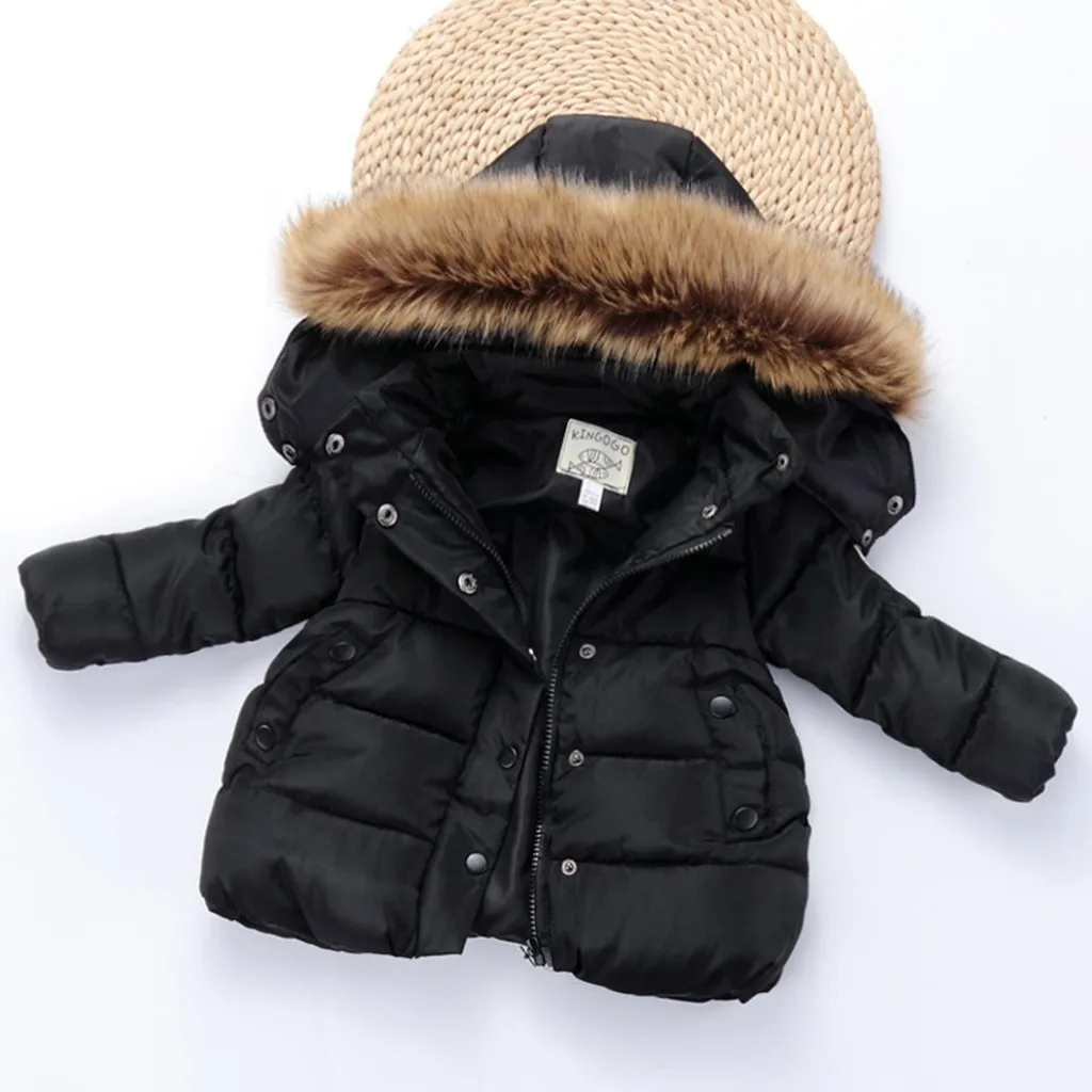 Модный хлопковый пуховик для девочек верхняя одежда зимняя с капюшоном