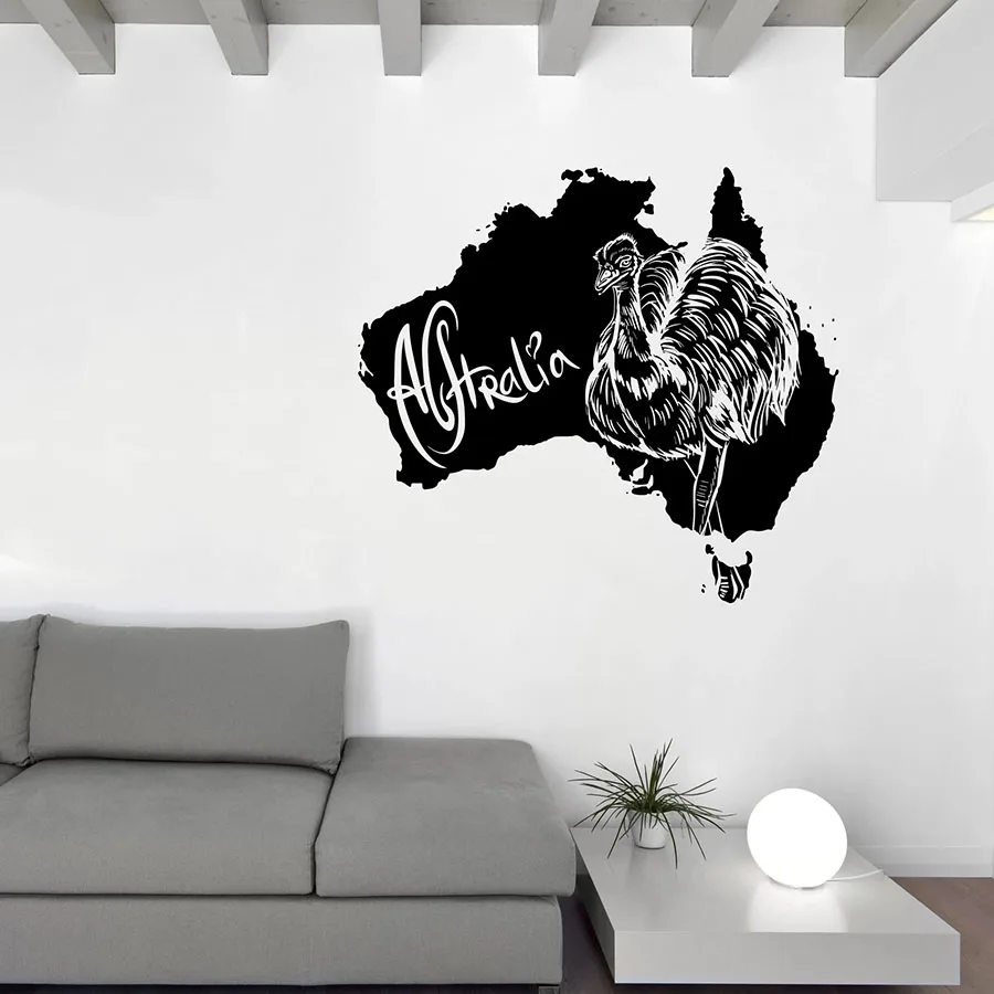 Австралийская Настенная Наклейка Символ карта Австралия Страус животные Декор