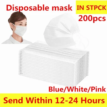 

200 Pcs Disposable Face Masks Nonwove Meltblown Cloth 3-layer Filter Safety Mask Anti-Dust Filter Breathable Protective Masks