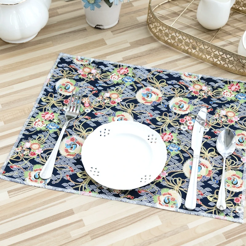 

Eco-friendly Japanese bronze cotton tablemat home decoration accessories placemat 25*35cm/piece