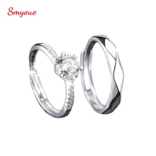 

Smyoue White Gold D Color 1 Carat Moissanite Diamond Engagement Rings Sets For Men And Women Couple 925 Sterling Silver Jewelry