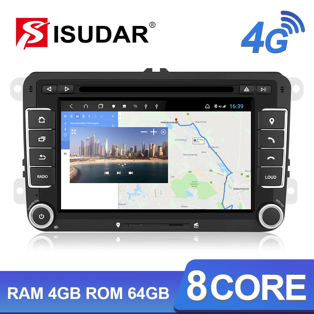 Clearance Isudar H53 Car Multimedia 2 Din Auto Radio GPS Android 4G For VW/Volkswagen/POLO/Golf/Skoda/Octavia/Seat/Leon RAM 4GB DVD Player 1