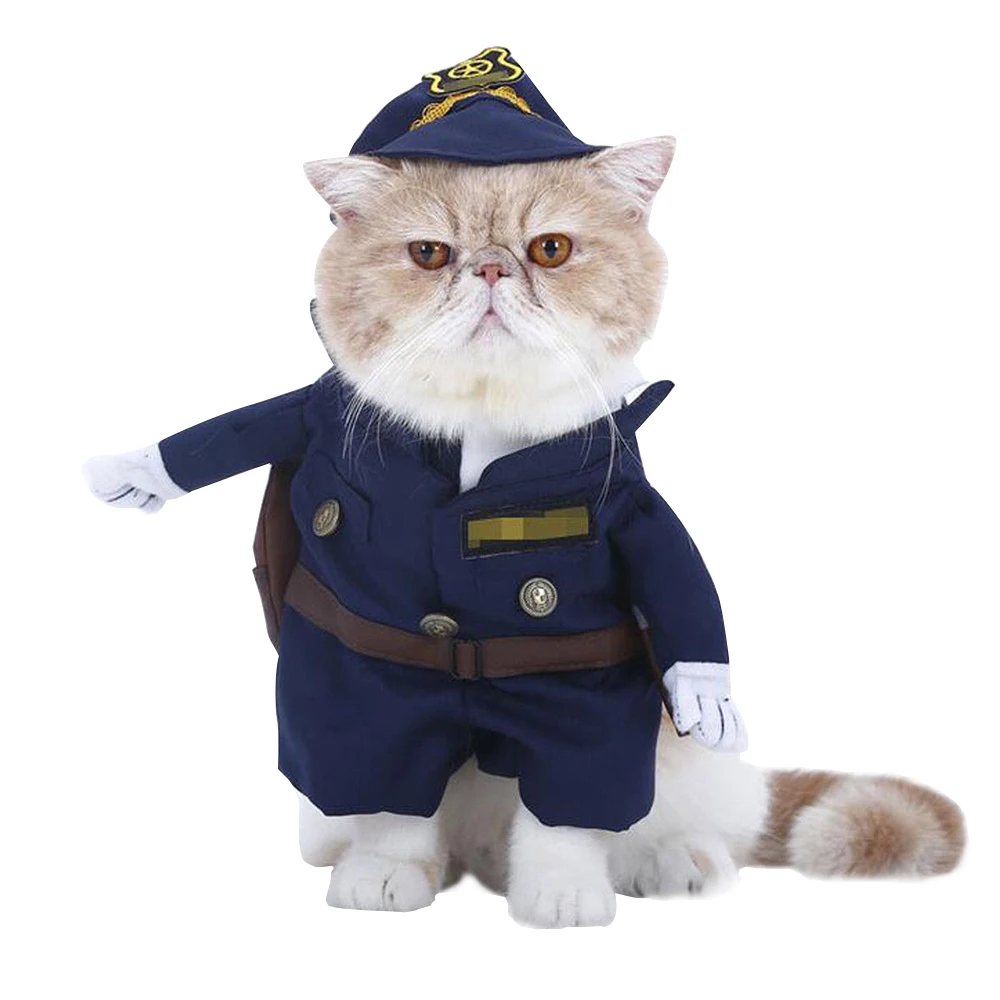 L Костюм для домашних животных, одежда, полицейская форма, шляпа, кошка, щенок, собака, Хэллоуин, милый - Цвет: L