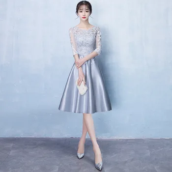 

Lace Embroidery Appliques Stylish Slim Sexy Chinese Style Evening Dress Improved Qipao Flower Evening Party Vestidos Size S-XXL