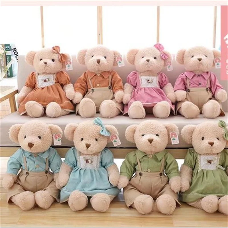 

Cute Pastoral Style Floral Retro Dressed Bears Creative Couples Teddy Bear Doll Gift for Wedding