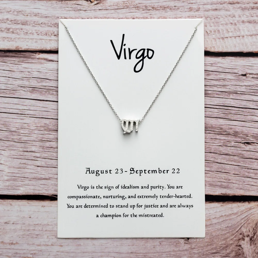 Virgo Silver Модная Звезда Знак зодиака 12 Созвездие Ожерелье s& ожерелье с подвесками для женщин длинное цепное ожерелье Бижу femme - Окраска металла: Virgo Silver