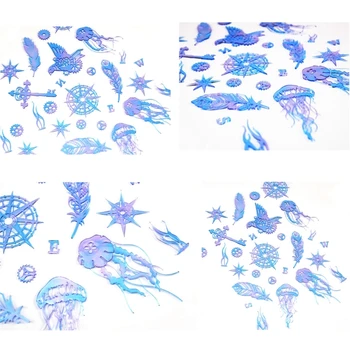 

4Pcs Handmade Gear Bird Feather Jellyfish Compass Silicone Resin Mold Thin Bookmark Art Crafts Tools Resin Fillings DIY