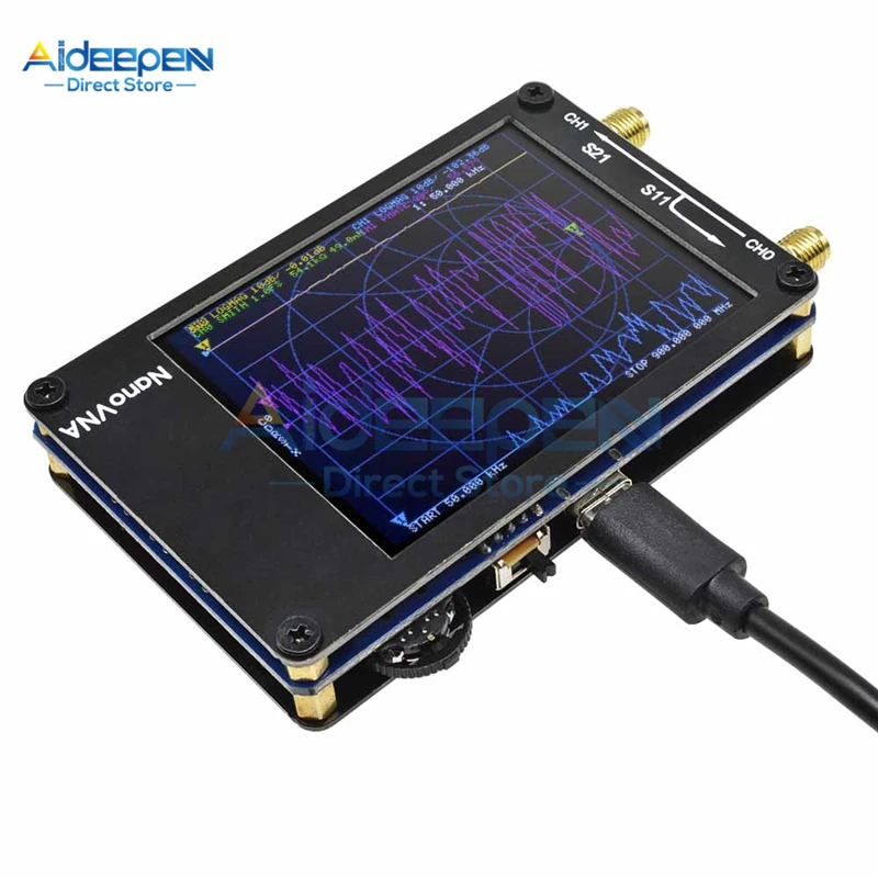 Skup 2.8 cal LCD NanoVNA wektor Network Analyzer zestaw fundusz powierniczy HF VHF UHF 50 KHz 900 MHz analizator antenowy wbudowana bateria + rodzaj usb C kabel