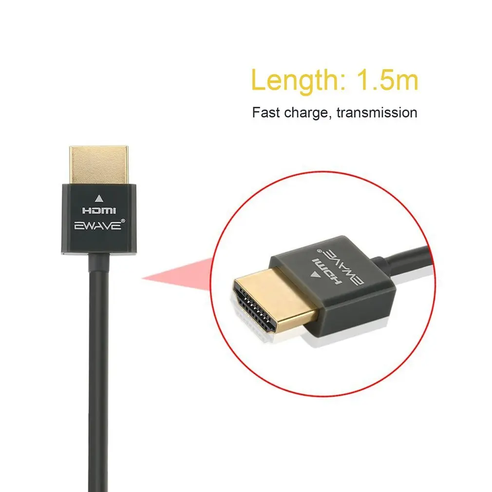HDMI кабель супер ультра тонкий 10,2 Гбит/с Полоса пропускания 340 МГц для новых плоских 4K и 3D ТВ цифровых аудио видео сигналов передачи 1,5 м