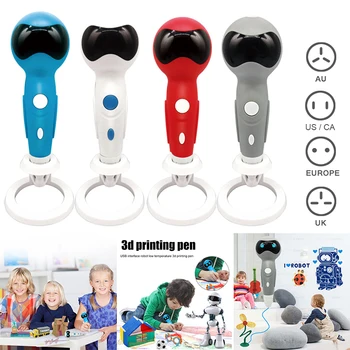 

3D Scribble Pen LED Display Robot Shape Voices Prompt USB 3D Printing Pen GK99