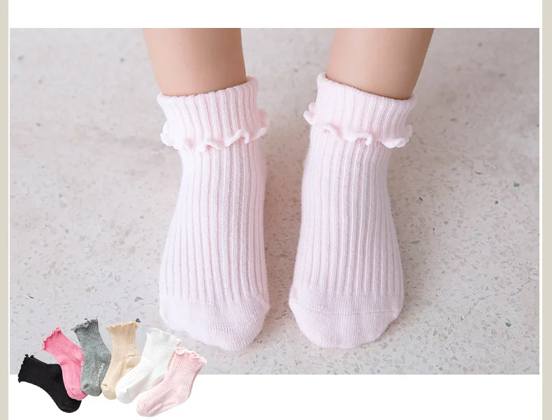 Г., осенне-зимние детские носки ручной работы Нескользящие Детские носки из чесаного хлопка с оборками