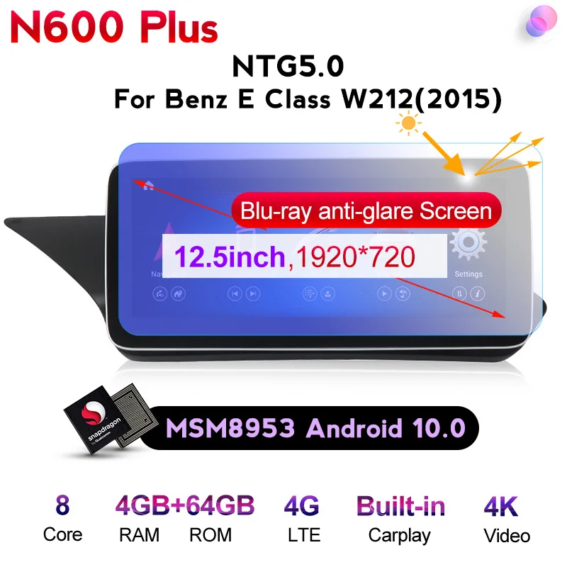 10,25 Android 10 Autoradio GPS NAVI 4G LTE für MERCEDES BENZ E-W212 S212 NTG 4.0