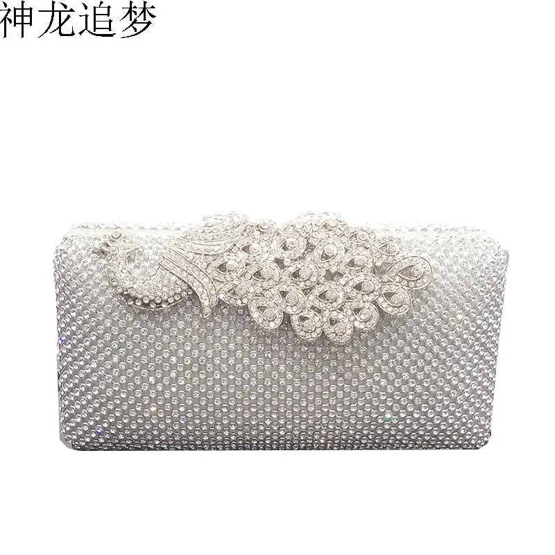 

Europe United States high-end luxury rhinestone peacock dinner party bag evening clutch bag women handbag female shoulder bags