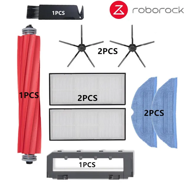 Xiaomi Roborock S70 S7 S7Max T7S T7S Plus Main Brush Hepa Filter Mop Pad Vacuum Cleaner spare Parts Roborock S7 Accessories Black 9pcs