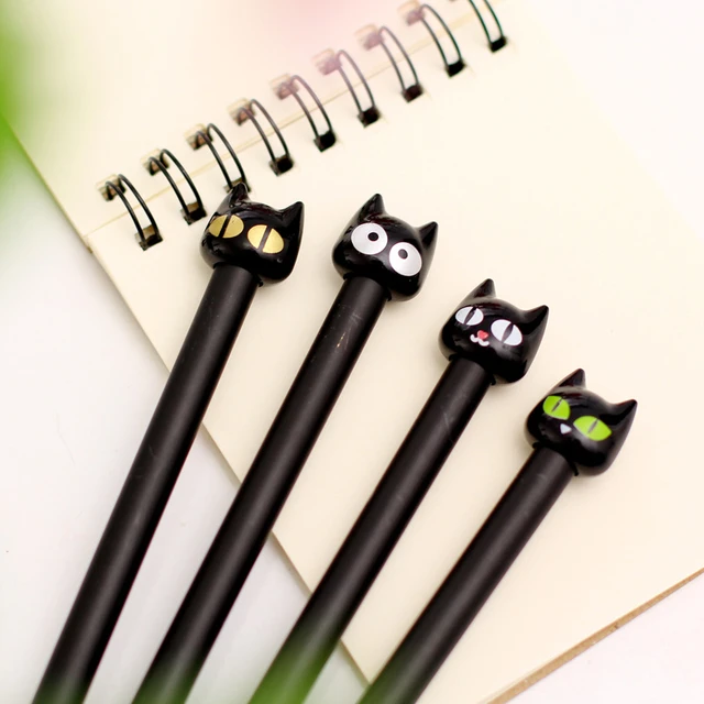 Cute Cat Pen 0.5 mm Gel Kawaii Pens Black Ball Point Japanese Pens