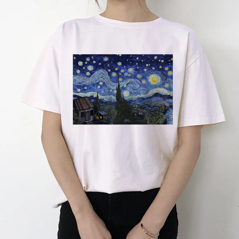 van gogh women t shirt new fashion art print tshirt Meme female clothes aesthetic t-shirt funny Tumblr Grunge grunge top tee