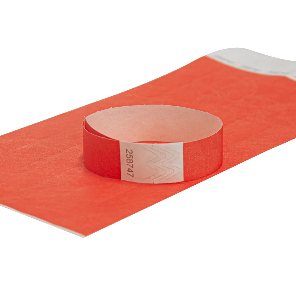 Solid NEW Red Color 3/4 inch Tyvek Wristbands with Series Numbers, ID Wristbands for Party Events, 500 Pieces