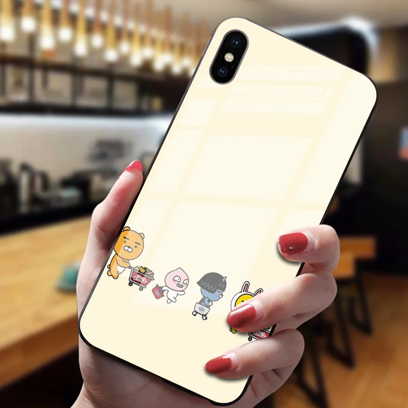 Южнокорейский мультфильм закаленное стекло чехол для телефона s для iphone XS Max XR X 5 5S SE 11 Pro Max 8 7 6S Plus Роскошный чехол для телефона