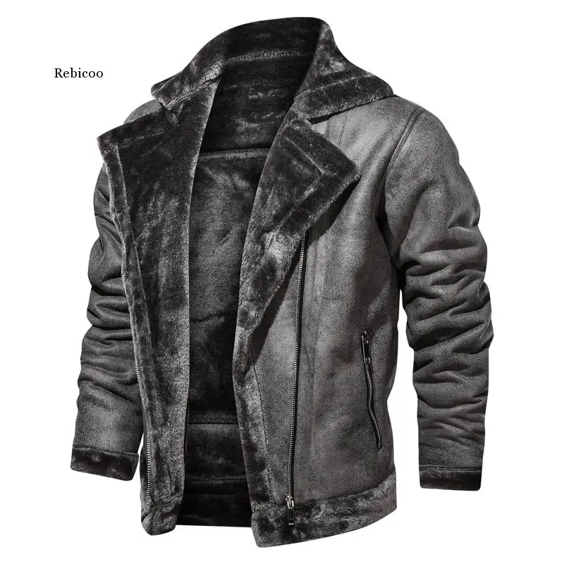 

Мужская кожаная куртка, мотоциклетная куртка из искусственной кожи, с вельветом, толстая, винтажная, для отдыха, для зимы, 2020