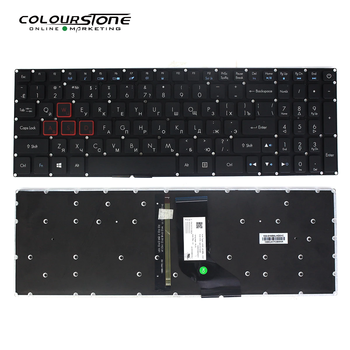 Русская клавиатура для Acer Aspire VX 15 VX5-591G VX5-793 русская с подсветкой без рамки |
