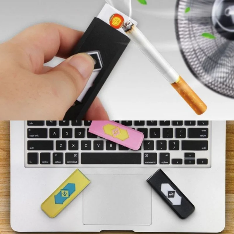 Новая usb зарядка Зажигалка Электрический провод прикуриватель ультра-тонкий ветрозащитный бездымный домашний открытый Электрический огонь Зажигалка