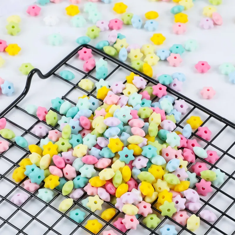 Bite Bites 50pcs Mini Six-pointed Star Beads Silicone Teether Beads Tiny Rod DIY Nursing Necklace Bracelet Gift Baby Teether Toy