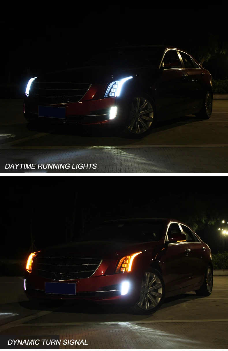 Автомобильный Стайлинг для Cadillac ATS фары все светодиодный- светодиодный головной фонарь все светодиодный Cadillac ATS фары Дневные ходовые огни