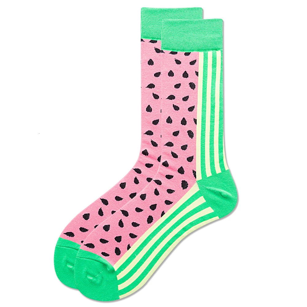PEONFLY классические цветные носки с геометрическим принтом Мужские Винтажные клетчатые полосатые носки из чёсаного хлопка для бизнеса Harajuku Calcetines Hombre - Цвет: 17