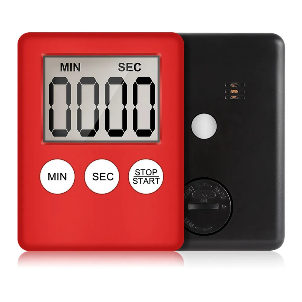 Красный 8 Colors Super Thin LCD Digital Screen Kitchen Timer Square Cooking Count Up Countdown Alarm Sleep Stopwatch Clock dropship - Цвет: Красный