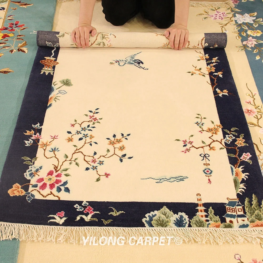 YILONG 3'x4. 7' изысканный цветок ручной работы китайское искусство украшения старинные Восточный ковер (TJ027S3x4.7)