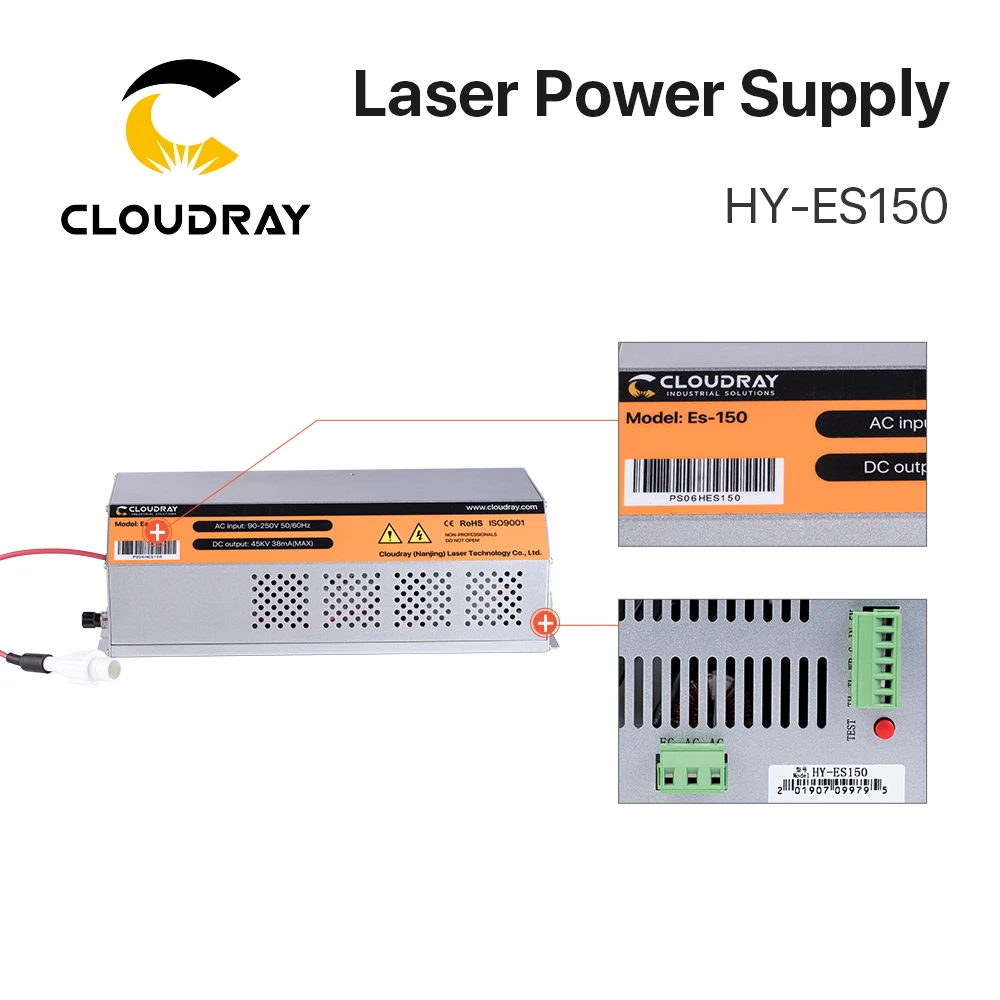 Cloudray 150 180 Вт CO2 лазерный источник питания для лазерной гравировки резки HY Es150 ES150 Es