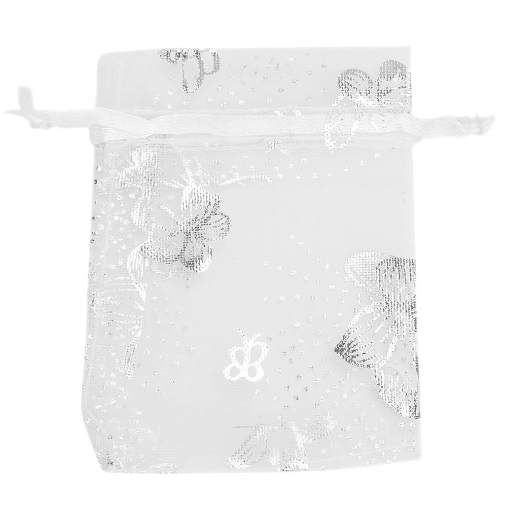50 шт. серебряная бабочка Сумка из органзы Ювелирное кольцо упаковка подарок