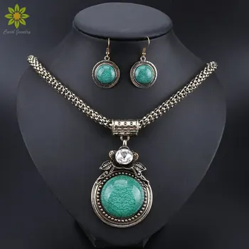 

Women Statement Chain Pendant Choker Bib Necklace Earrings Fashion Jewelry Set